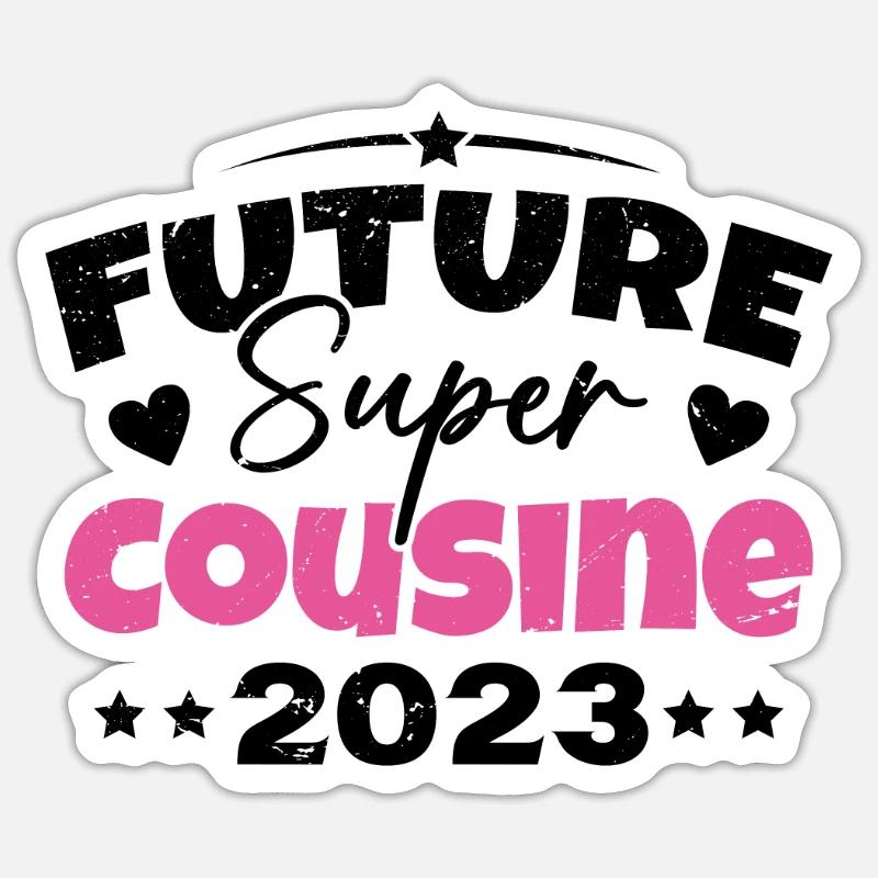 Future Super Cousine 2023 Annonce Grossesse Sticker taille S (10 x 10 cm)