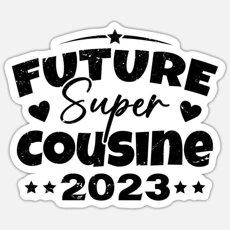 Future Super Cousine 2023 Annonce Grossesse - Sticker taille S (10 x 10 cm) - blanc mat