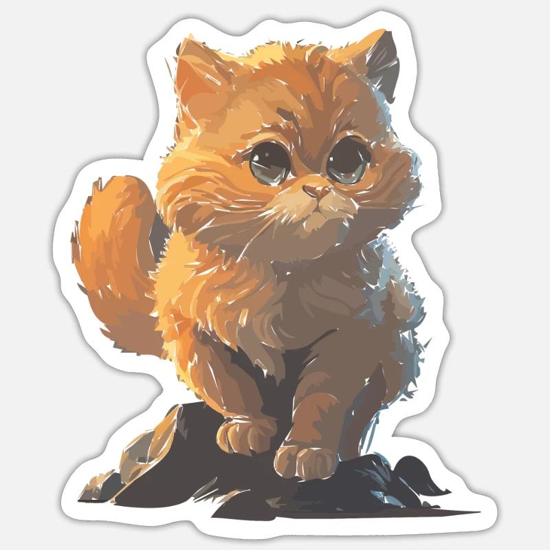 Dessin de chat mignon - Sticker taille S (10 x 10 cm) - blanc mat