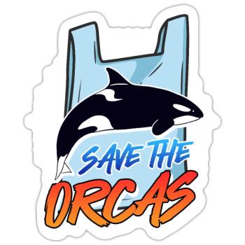 Save the whales Orkas Save the Ocean Environment - Sticker size S (10 x 10 cm) - white matte - Front