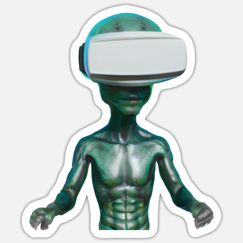 VR Alien - Sticker taille S (10 x 10 cm) - blanc mat