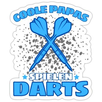 LES PAPAS COOL JOUENT AUX FLÉCHETTES! Papa joueur de fléchettes - Sticker taille S (10 x 10 cm) - blanc mat - Devant