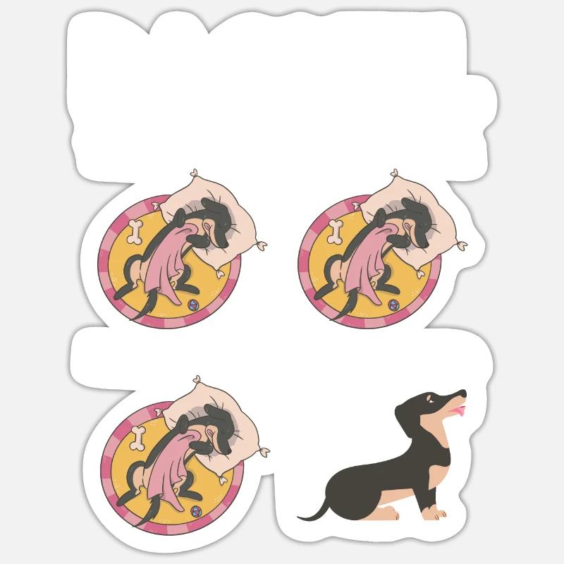 Hund Dackel - Sticker Größe S (10 x 10 cm) - Mattweiß