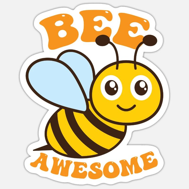 Bee Awesome - Sticker Größe S (10 x 10 cm) - Mattweiß