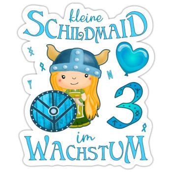 Kleine Schildmaid im Wachstum Geburtstag 3 Jahre - Sticker Größe S (10 x 10 cm) - Mattweiß - Vorne