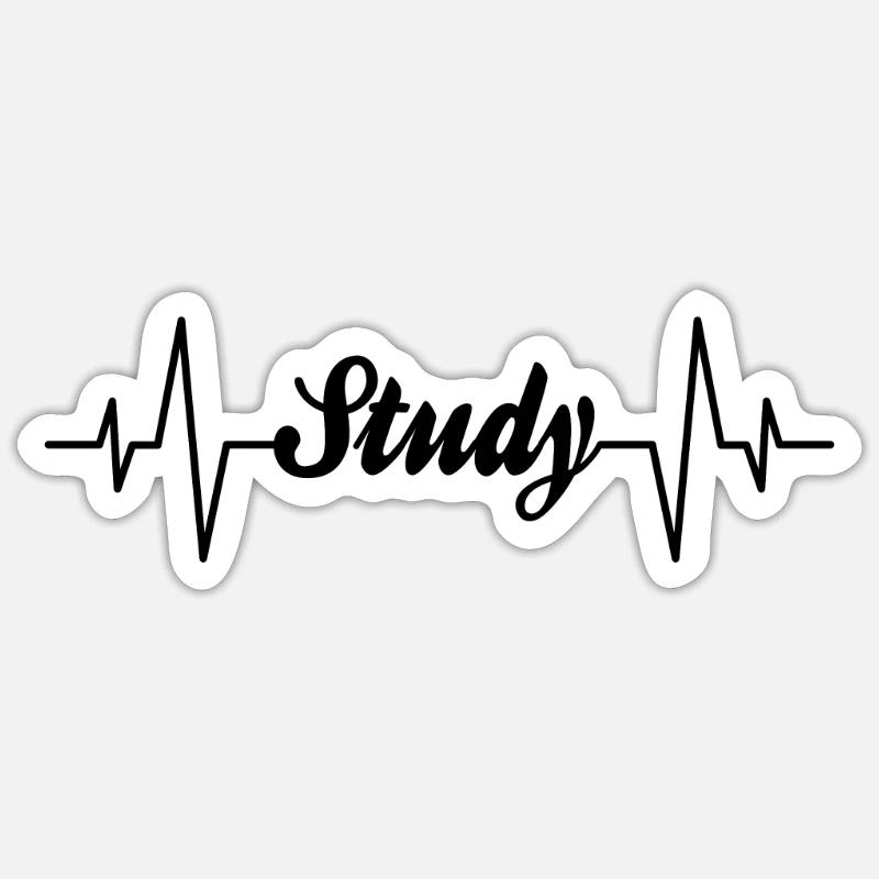 Studying heartbeat - Sticker size S (10 x 10 cm) - white matte