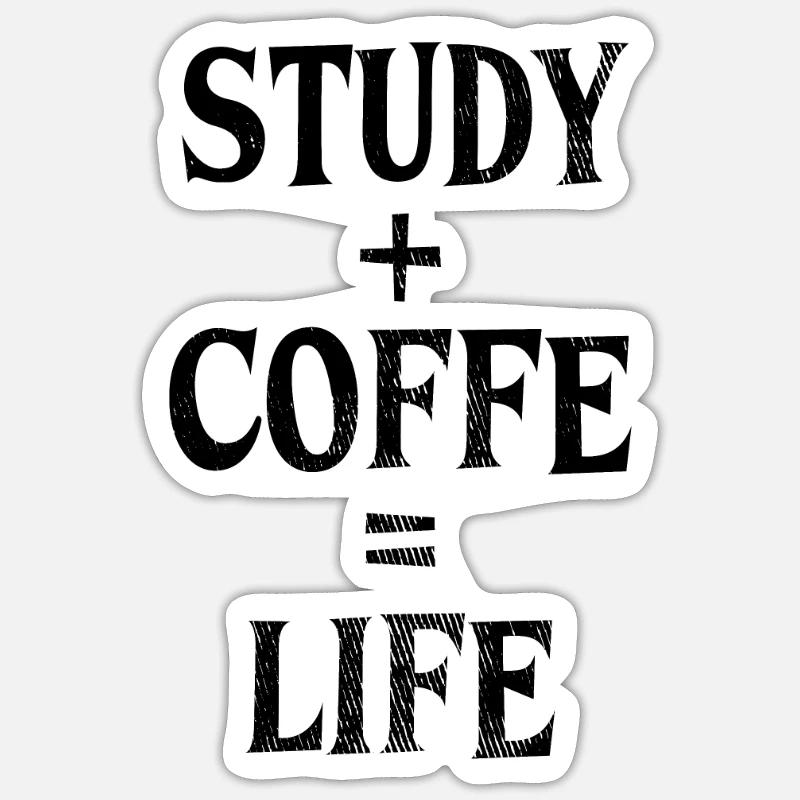 Study and coffee Sticker size S (10 x 10 cm)