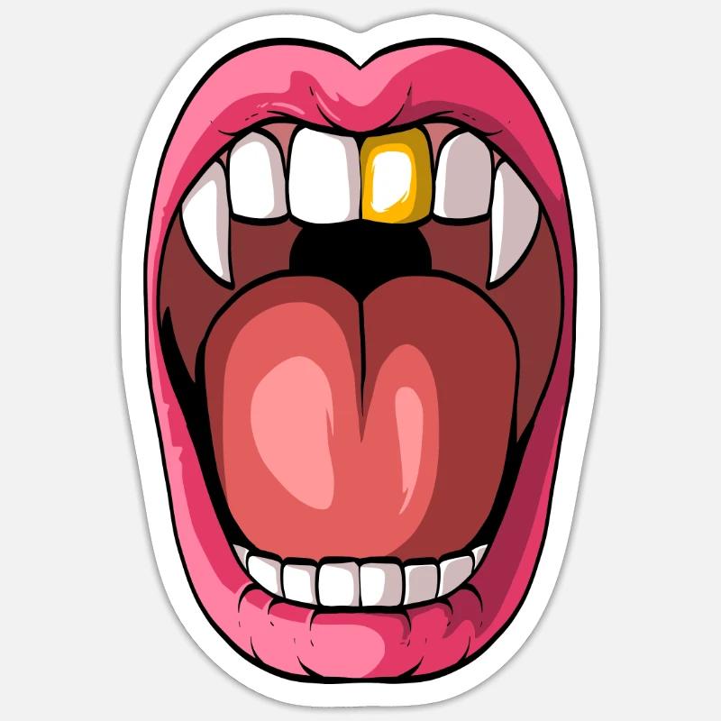 Drôle de dents de vampire Dracula Sticker taille S (10 x 10 cm)