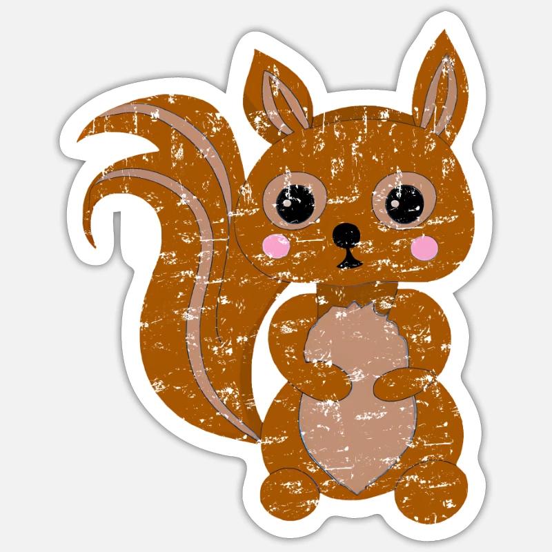 Süßes Kawaii Eichhörnchen - Sticker Größe S (10 x 10 cm) - Mattweiß