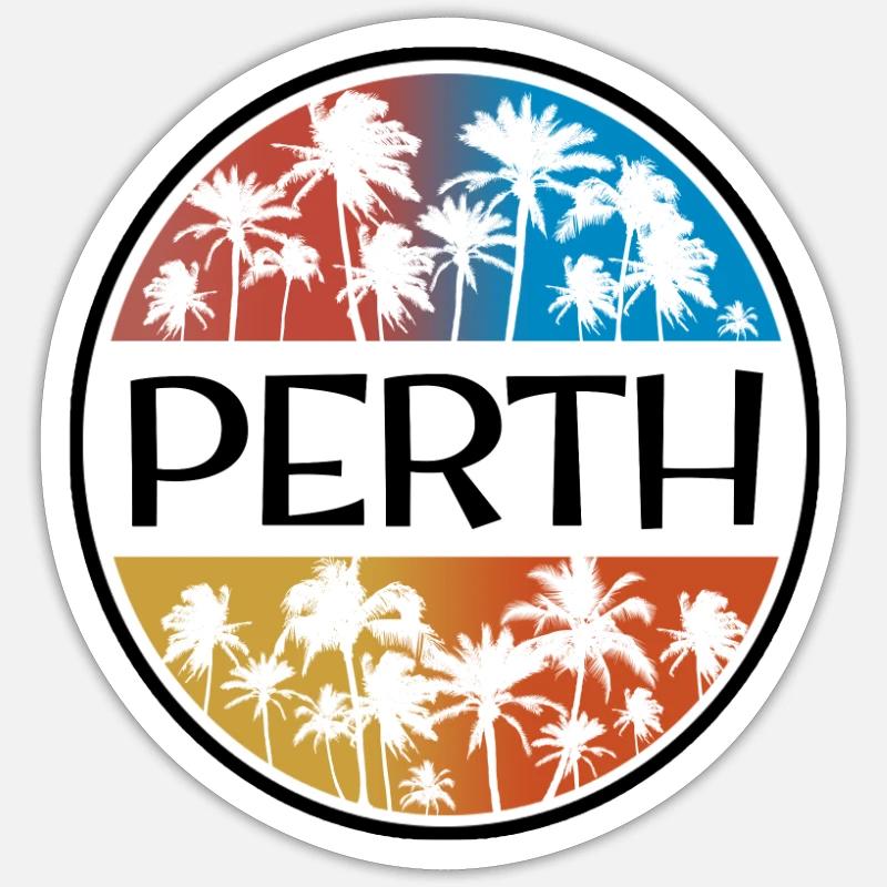 Perth Australia Palm Tree Stylish Vacation Sticker size S (10 x 10 cm)