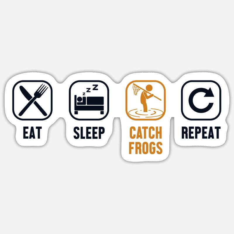 Eat Sleep Catch Frogs Repeat Toad Tadpole Sticker size S (10 x 10 cm)
