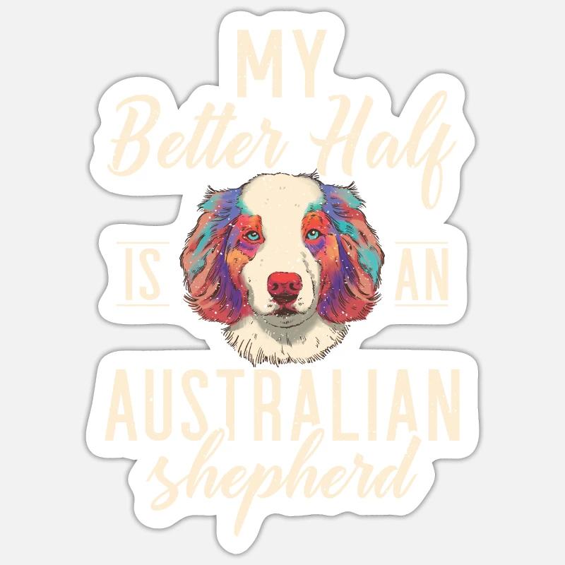 Australian Shepherd Geschenke - Sticker Größe S (10 x 10 cm) - Mattweiß