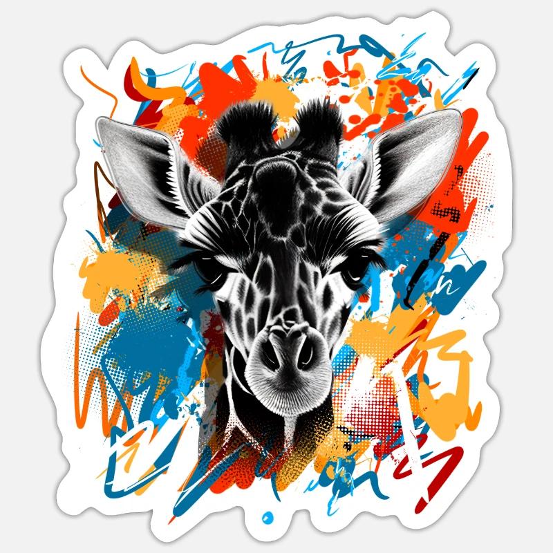 Girafe - Sticker taille S (10 x 10 cm) - blanc mat