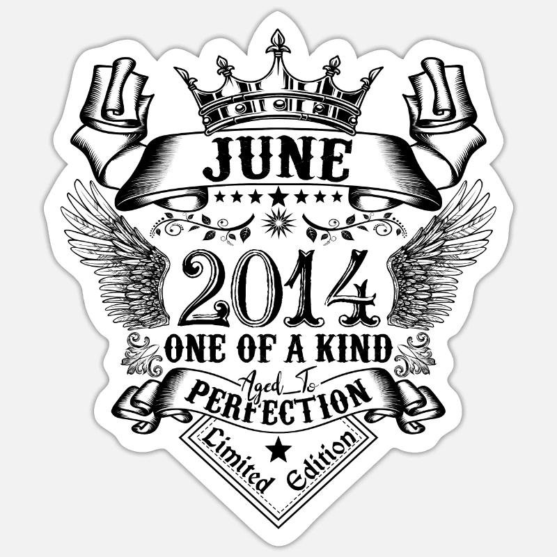 Geburtstag Juni 2014 geboren im Juni 2014 - Sticker Größe S (10 x 10 cm) - Mattweiß