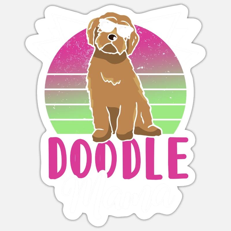 Femmes Doodle Mama Labradoodle Goldendoodle - Sticker taille S (10 x 10 cm) - blanc mat