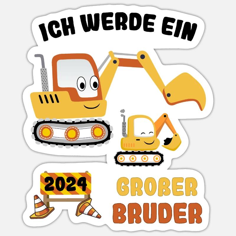 Ich Werde Großer Bruder 2024 - Sticker Größe S (10 x 10 cm) - Mattweiß