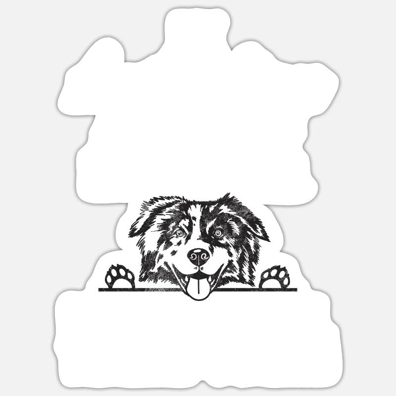 Cadeaux de berger australien - Sticker taille S (10 x 10 cm) - blanc mat