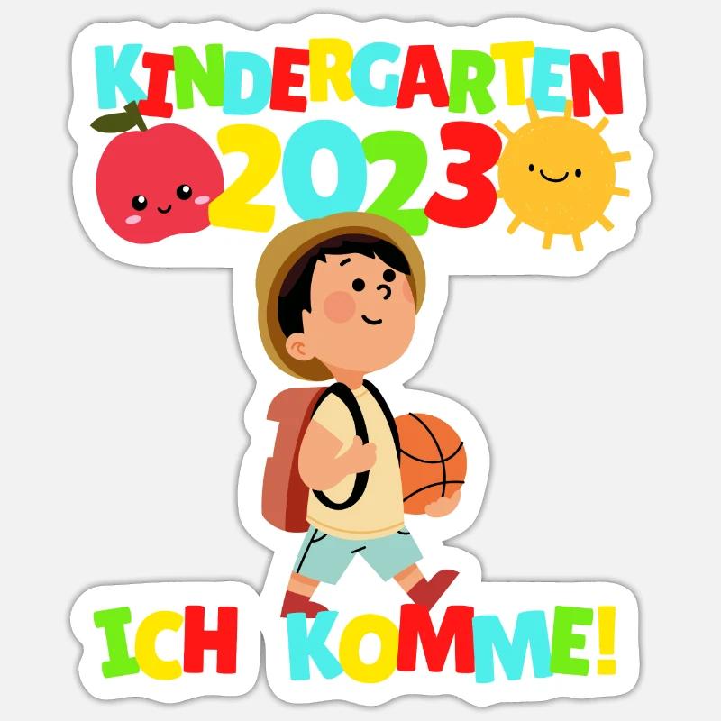 Kindergarten ich komme Junge Kindergartenkind 2023 - Sticker Größe S (10 x 10 cm) - Mattweiß