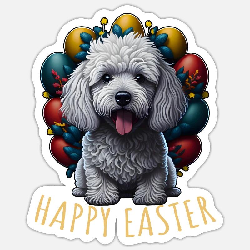 Beautiful Poodle Dog Easter Spring Happy Easter Sticker size S (10 x 10 cm)