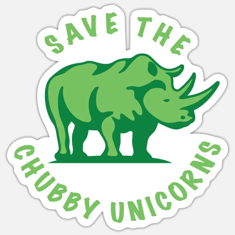 Save The Chubby Unicorn Sticker size S (10 x 10 cm)