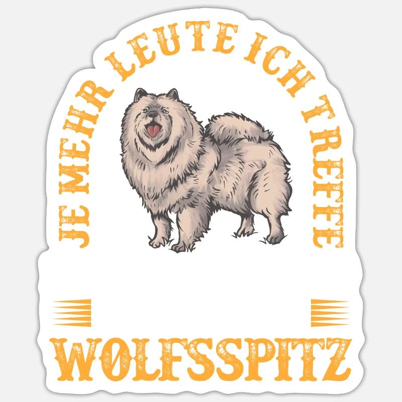 Wolfsspitz mehr mögen Deutscher Keeshond - Sticker Größe S (10 x 10 cm) - Mattweiß