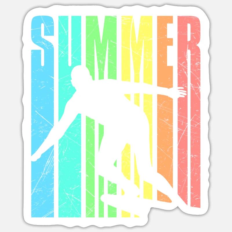 Summer surfin look vintage - Sticker taille S (10 x 10 cm) - blanc mat