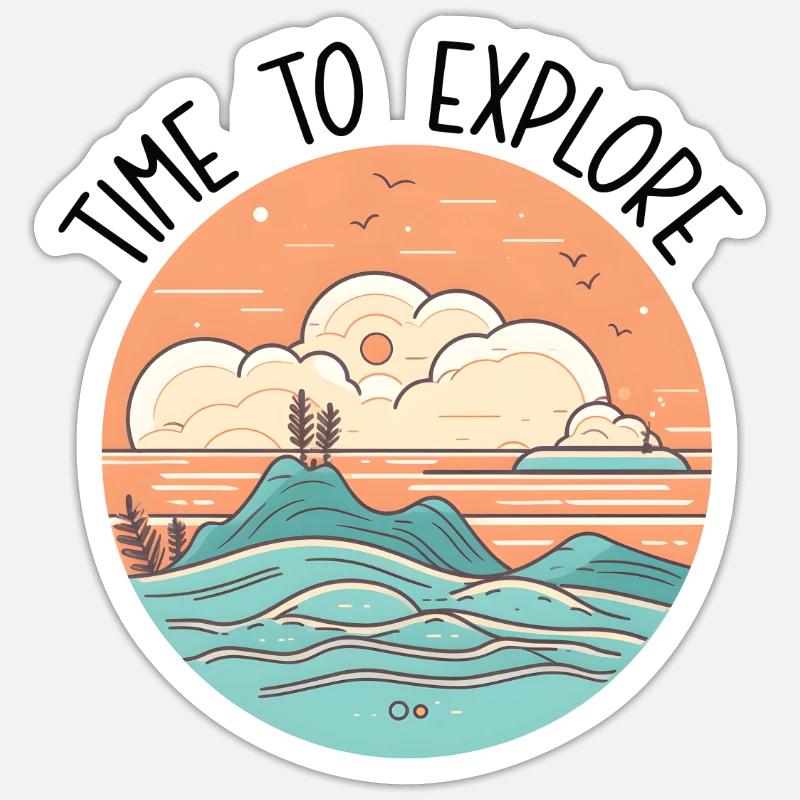 Time To Explore - Sticker Größe S (10 x 10 cm) - Mattweiß
