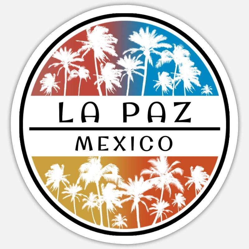 La Paz Mexico Palm Tree Souvenir de vacances élégant - Sticker taille S (10 x 10 cm) - blanc mat