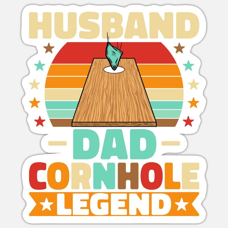 Husband Dad Cornhole Legend Sticker Größe S (10 x 10 cm)