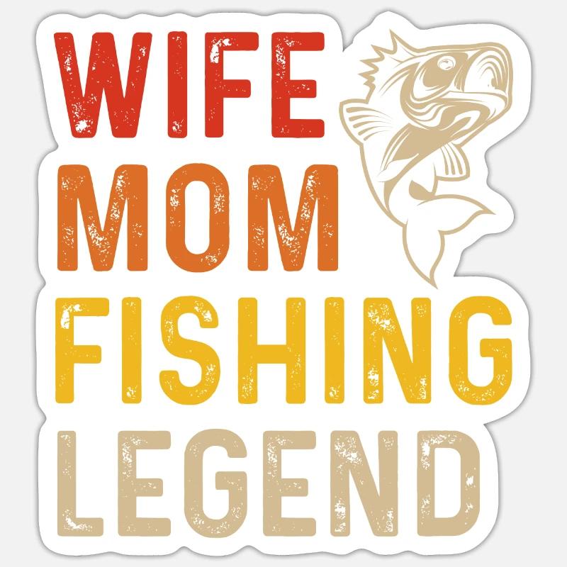 Ehefrau Mutter Anglerlegende - Sticker Größe S (10 x 10 cm) - Mattweiß
