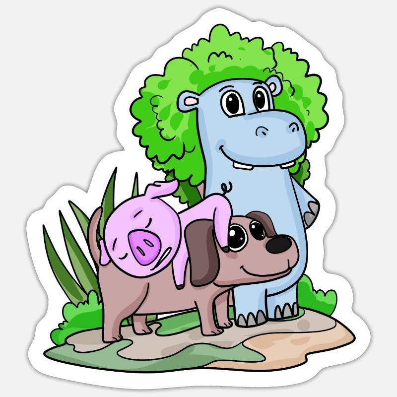 Animaux mignons Sticker taille S (10 x 10 cm)