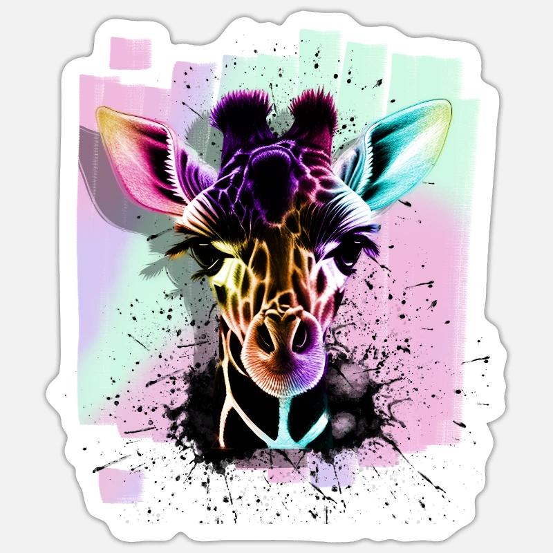 Girafe - Sticker taille S (10 x 10 cm) - blanc mat