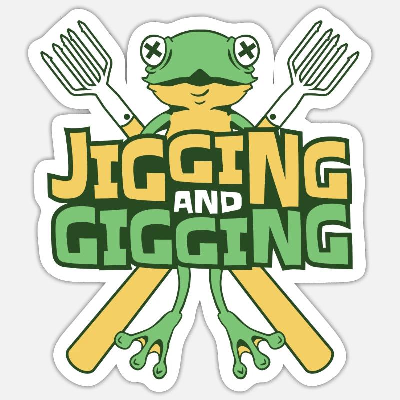 Jigging And Gigging Toad Tadpole Frog Catcher Sticker size S (10 x 10 cm)