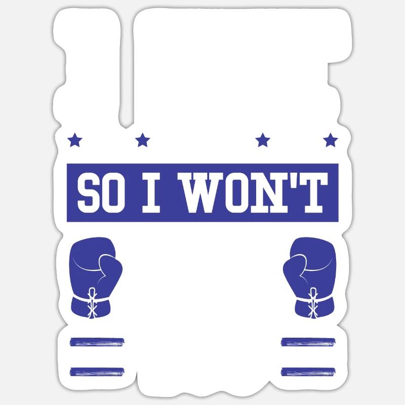 Boxe drôle de dicton - Sticker taille S (10 x 10 cm) - blanc mat