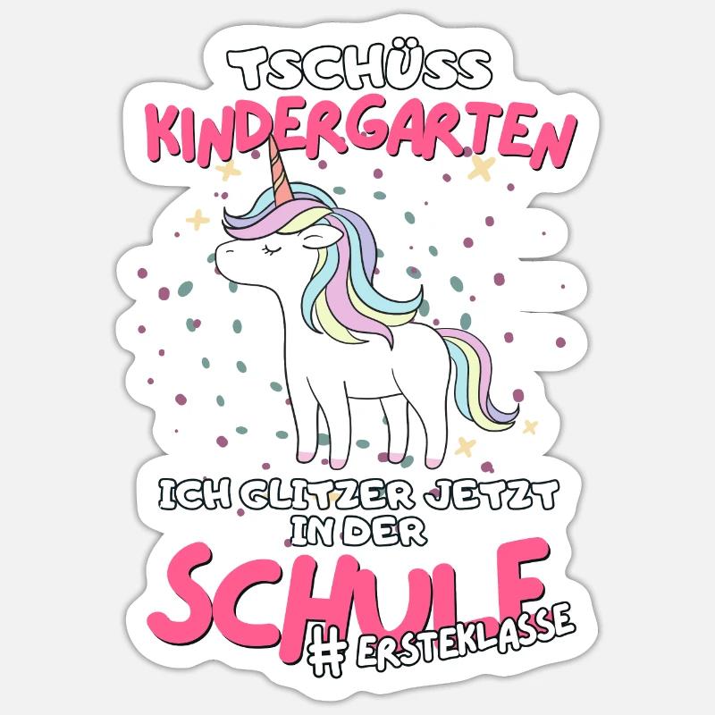 Kitaabgägner Einhorn Schulstart Einschulungsfeier - Sticker Größe S (10 x 10 cm) - Mattweiß