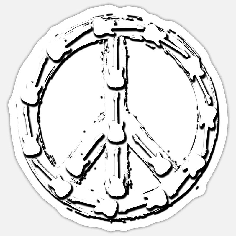 Guitar Peace - Sticker Größe S (10 x 10 cm) - Mattweiß