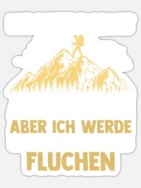 Bergsteiger Wald Bergwandern Wanderer Wandern - Sticker Größe S (10 x 10 cm) - Mattweiß