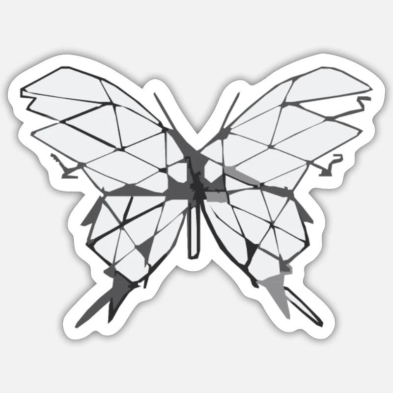 papillon isométrique simple - Sticker taille S (10 x 10 cm) - blanc mat