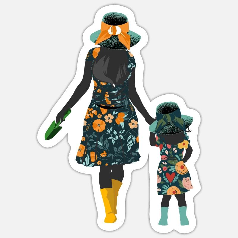 Muttertag Mutter und Tochter passender Gärtner Sticker Größe S (10 x 10 cm)