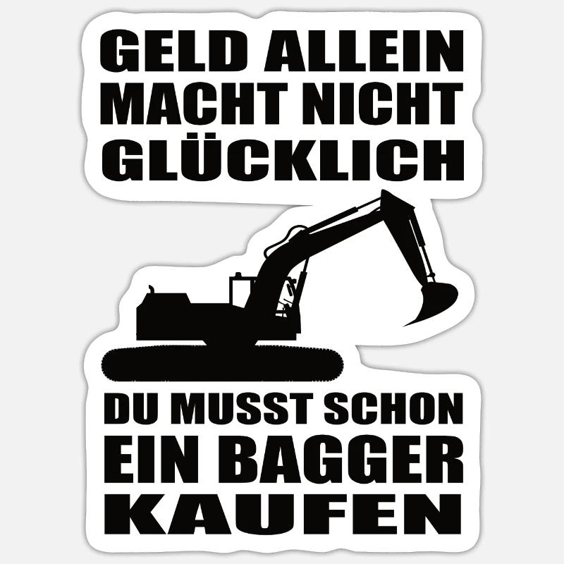 Bagger - Sticker Größe S (10 x 10 cm) - Mattweiß