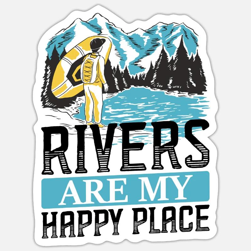 River Rafting - Sticker size S (10 x 10 cm) - white matte