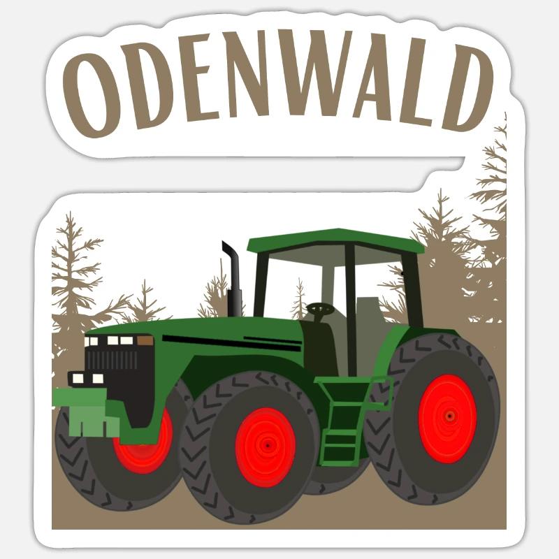 Traktor Odenwald hell - Sticker Größe S (10 x 10 cm) - Mattweiß