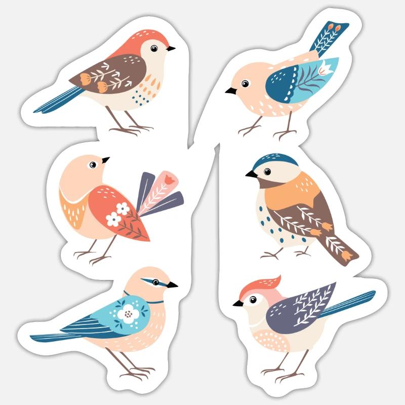 Oiseaux mignons Oiseau Oiseau - Sticker taille S (10 x 10 cm) - blanc mat