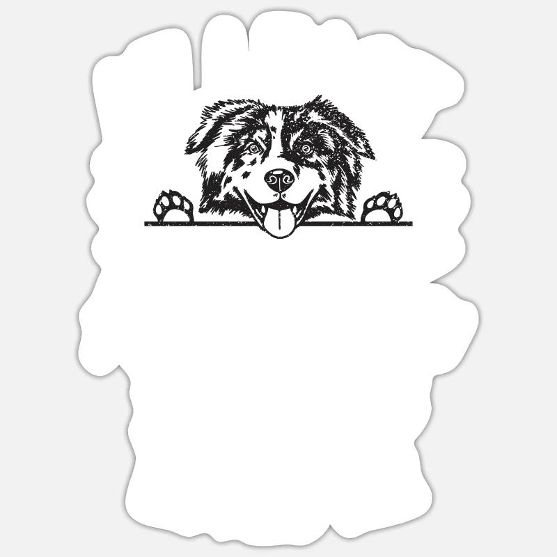 Australian Shepherd Geschenke - Sticker Größe S (10 x 10 cm) - Mattweiß