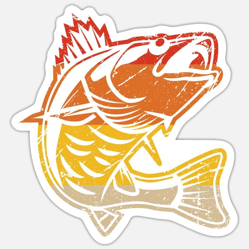 Retro fish - Sticker size S (10 x 10 cm) - white matte