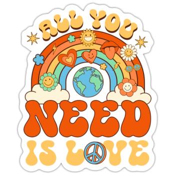 Groovy All You Need Is Love Rainbow - Sticker size S (10 x 10 cm) - white matte - Front