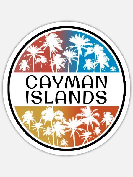Cayman Islands Palm Tree Stilvolles Urlaubssouvenir - Sticker Größe S (10 x 10 cm) - Mattweiß