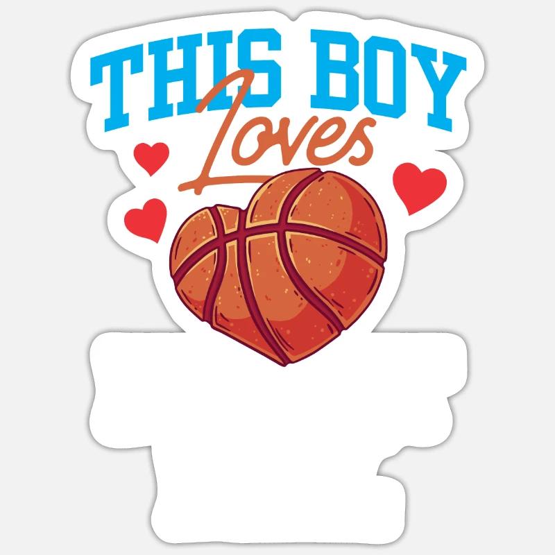 Ce garçon aime le basketteur - Sticker taille S (10 x 10 cm) - blanc mat