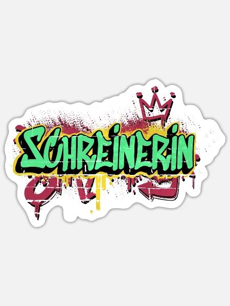 Schreiner Graffiti-Art Schreinerin - Sticker Größe S (10 x 10 cm) - Mattweiß