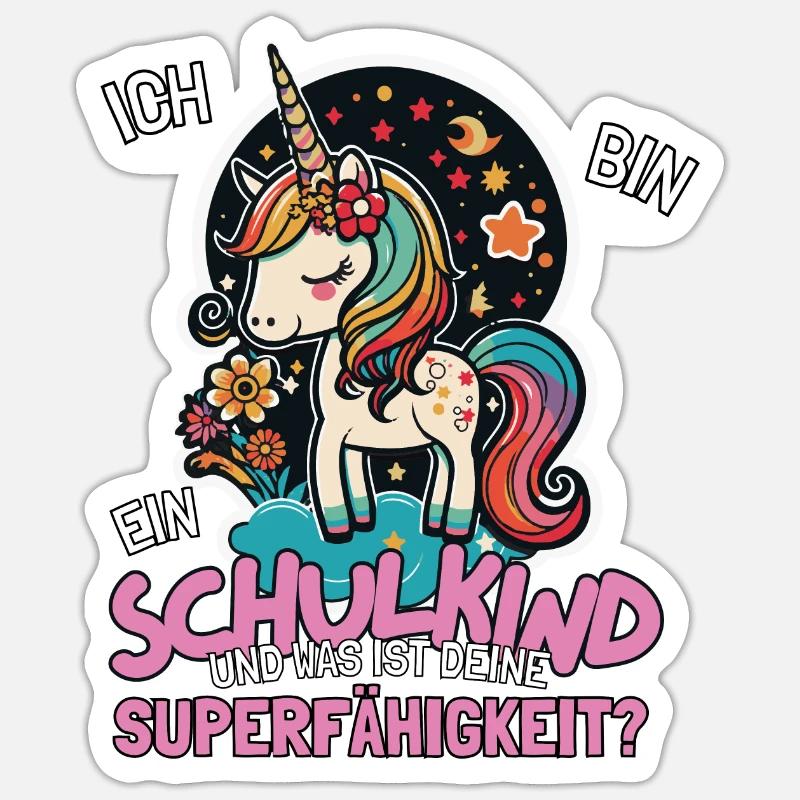 Schulkind Süßes Einschulungsgeschenk mit Einhorn Sticker Größe S (10 x 10 cm)